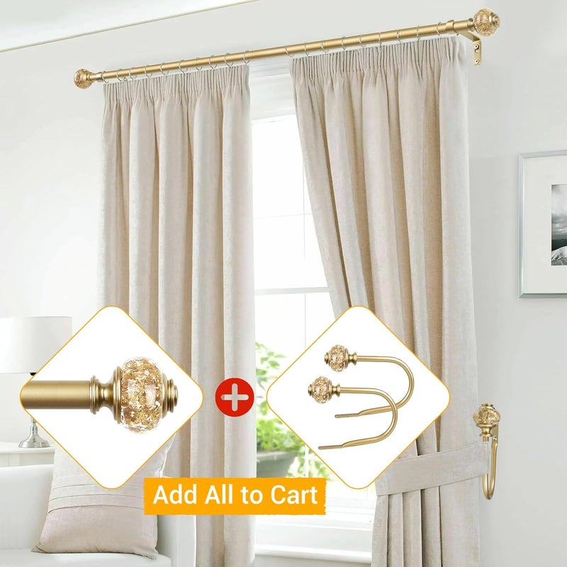 USFOOK 2 Pack Gold Curtain Holdbacks, Decorative Drapery Tiebacks (2 Pack/1 Pair), Curtain Tie Back Hooks for Wall with Translucent Finials (6.1" L x 4.1" W) - Image 3
